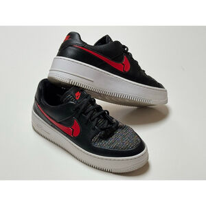 Nike Women’s Air Force 1 Sage Low "Valentine's Day" Black Red Size 8.5